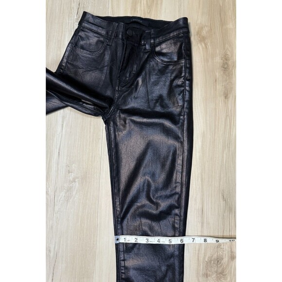 J BRAND MARIA High Rise Skinny Leg Faux Leather/Coated in Galactic Black 24x25 - Picture 15 of 16